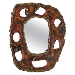 Designer italien, miroir, laiton peint, Italie, années 1950