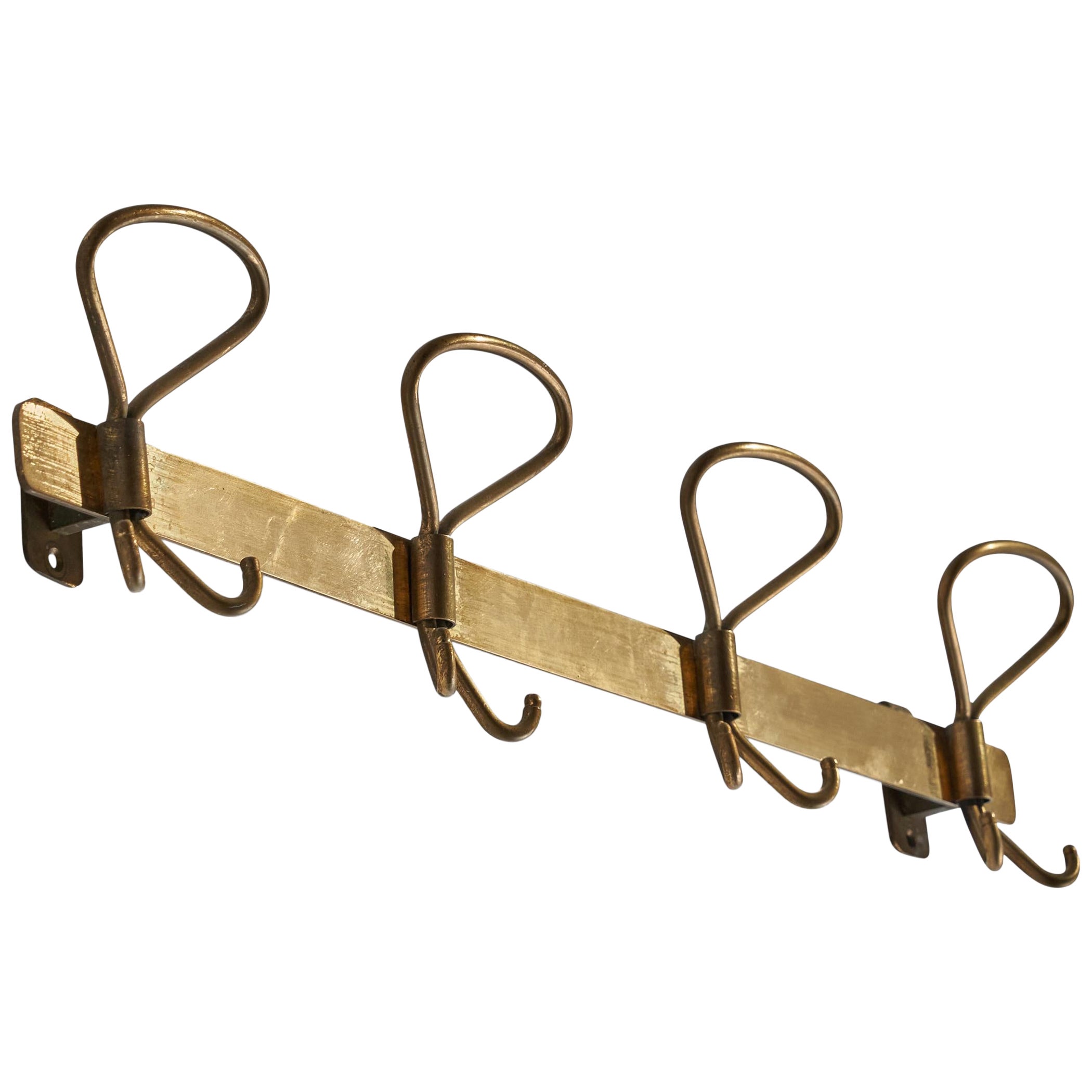 Fontana Arte Attribution, Coat Rack, Brass, Italy, 1940s For Sale