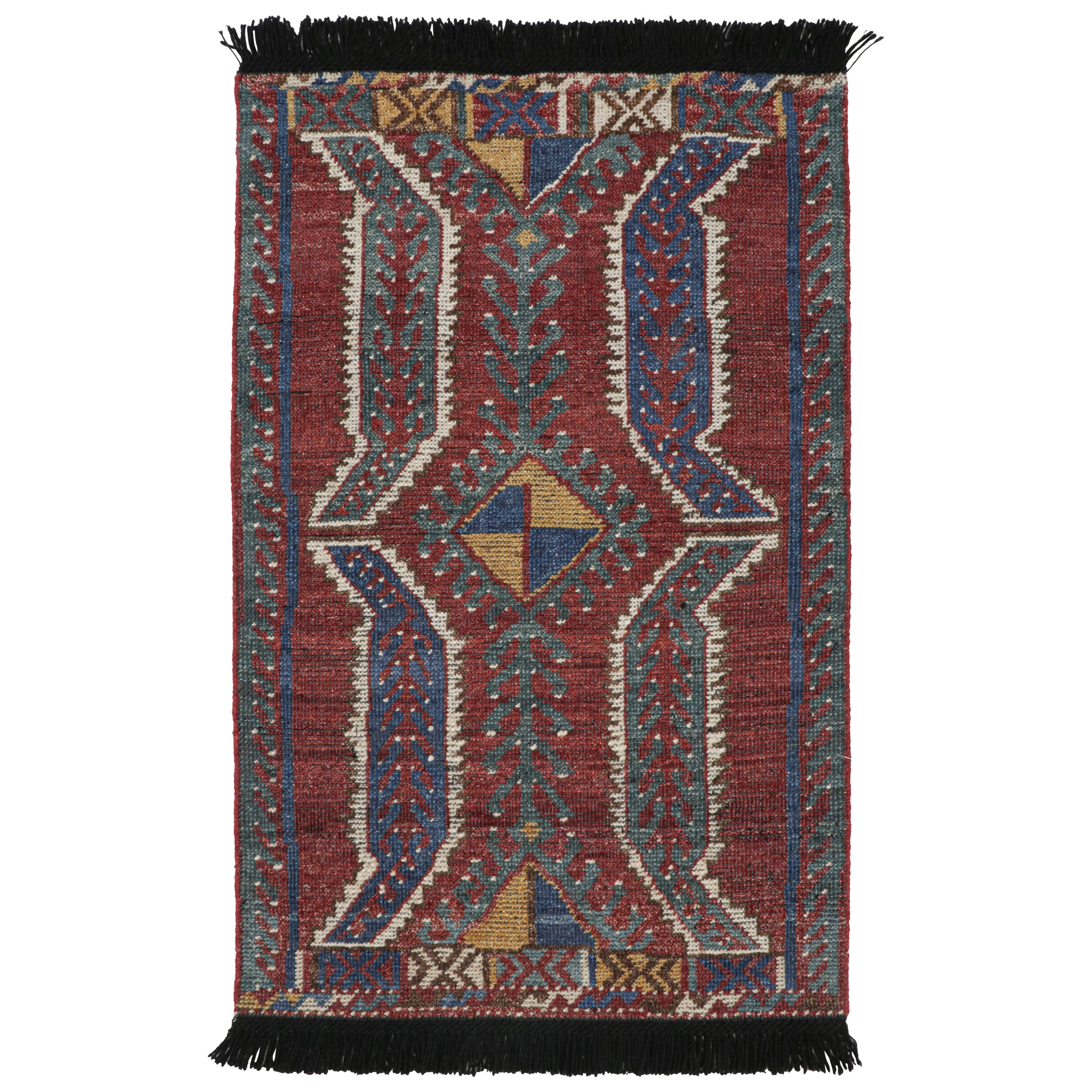 Rug & Kilim’s Tribal Style Rug with Primitivist Geometric Pattern and Medallions
