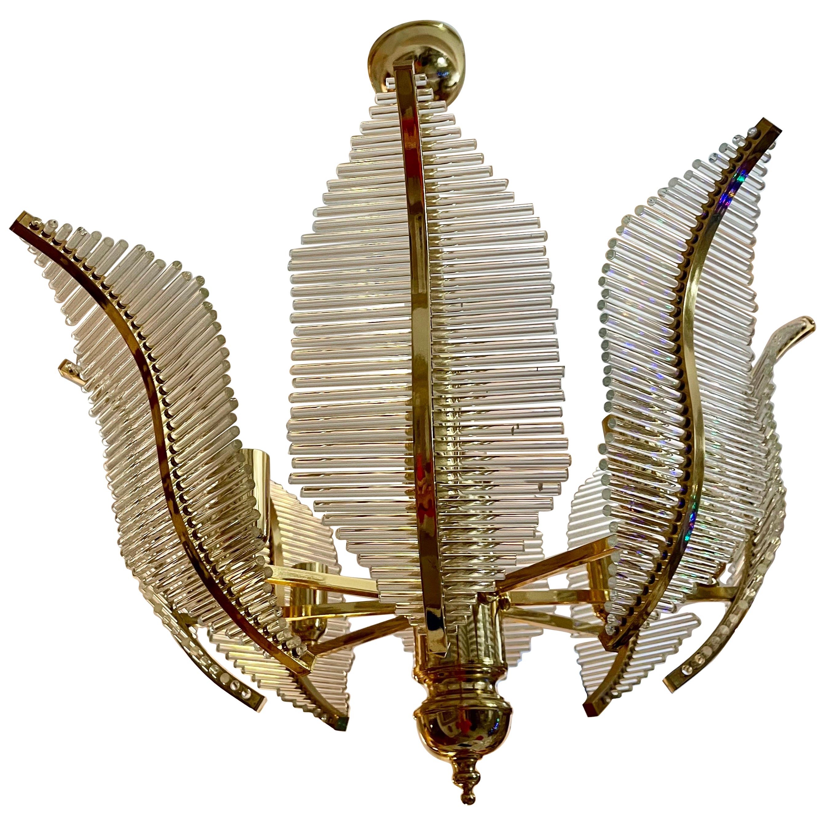 Venini PALM glass chandelier murano , italy 1970s For Sale