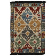  Rug & Kilim’s Turkish Style Rug in Beige with Polychromatic Geometric Patterns