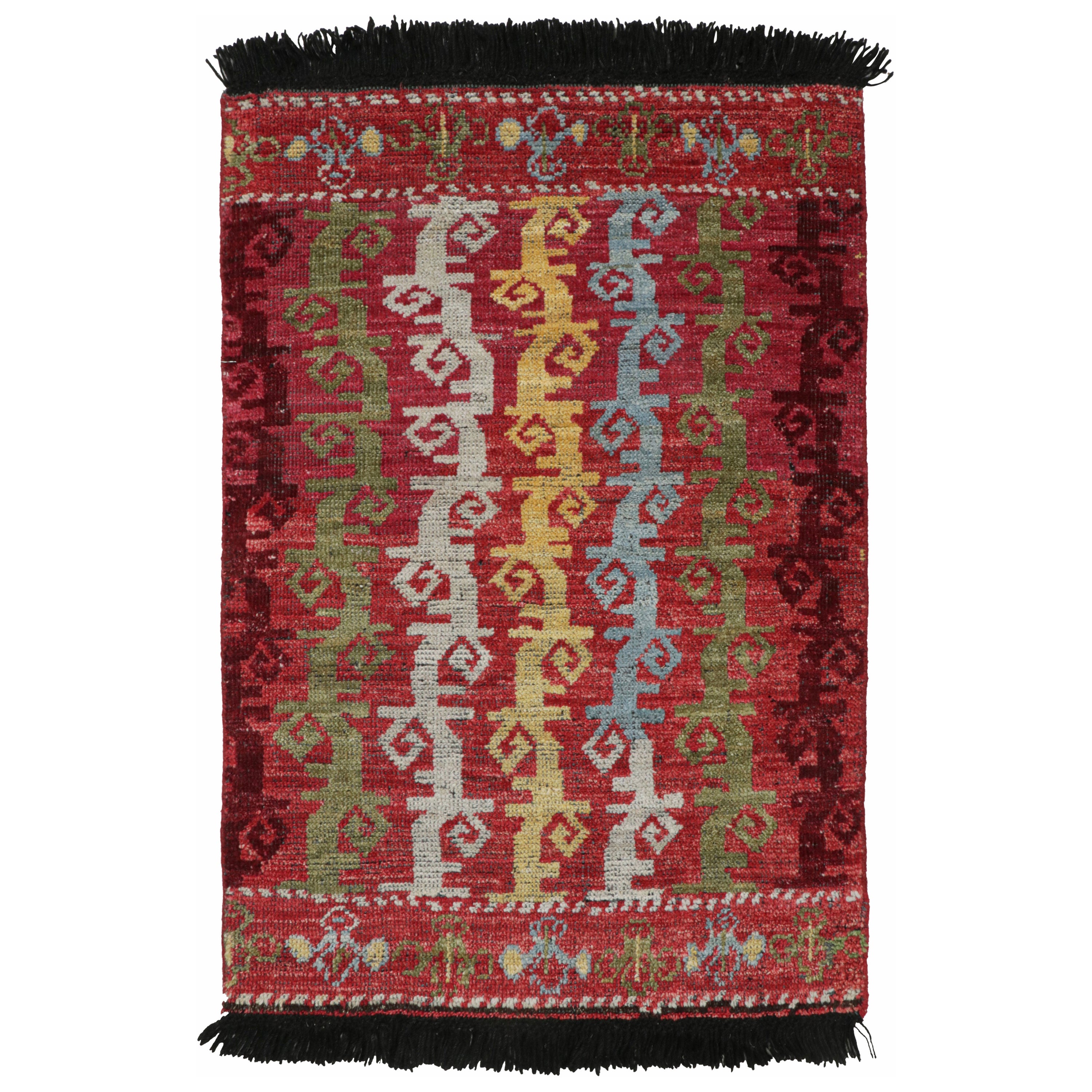 Rug & Kilim’s Caucasian Tribal Rug in Red with Vine Scroll Pictorials  For Sale
