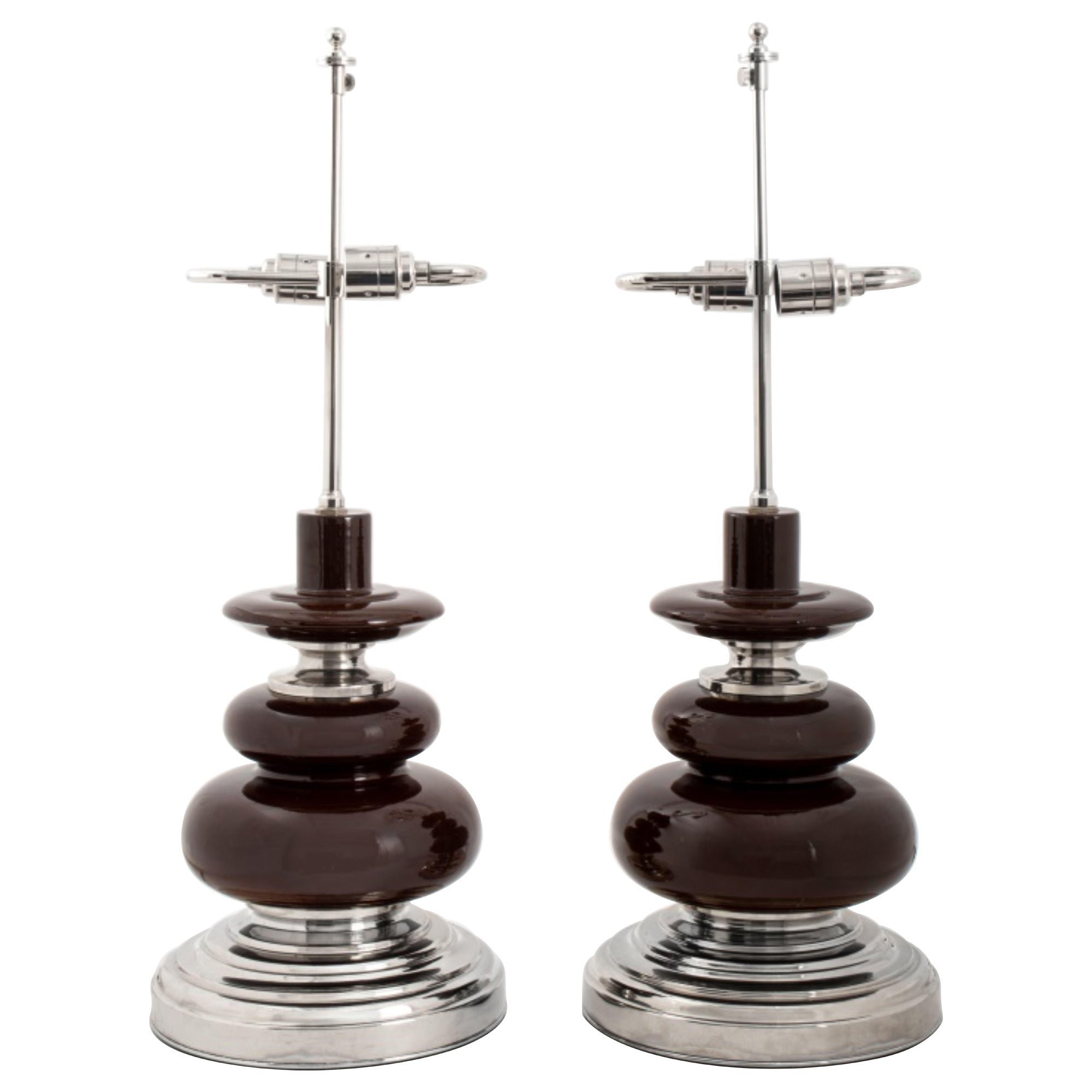 Pair of Spitzmiller Style Modern Ceramic Lamps