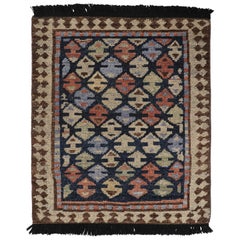 Rug & Kilim’s Turkish Style Rug in Blue with “Bukagi” Geometric Patterns