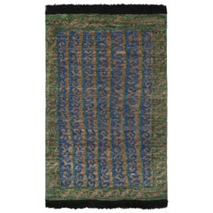 Rug & Kilim’s Persian Baluch Rug in Green with Stripes and Geometric Patterns
