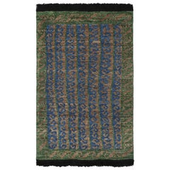 Rug & Kilim's Persian Baluch Rug in Green with Stripes and Geometric Patterns (tapis persan Baluch en vert avec des rayures et des motifs géométriques)