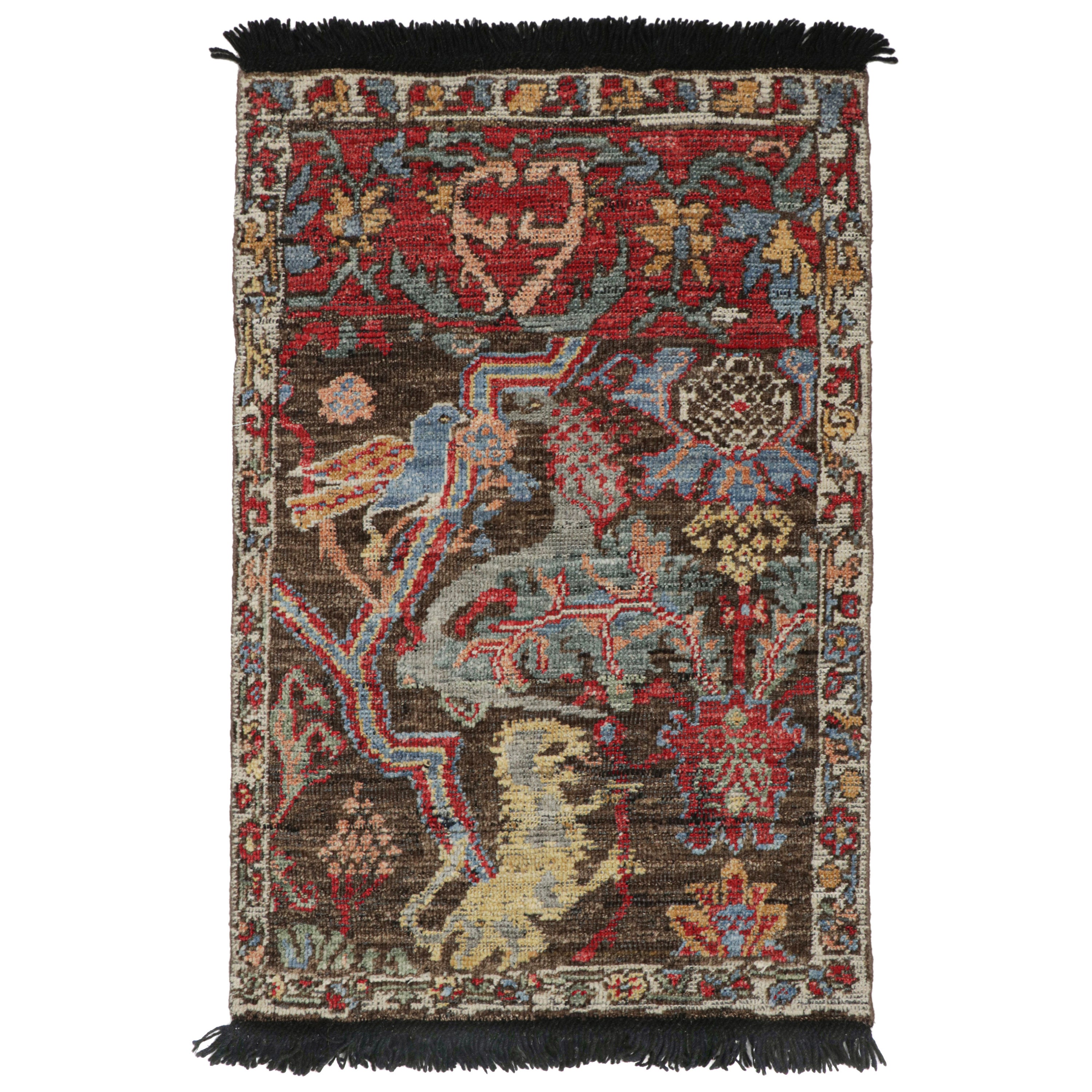 Rug & Kilim’s Oriental Rug in Brown with All-Over Dragon and Bird Pictorials  For Sale