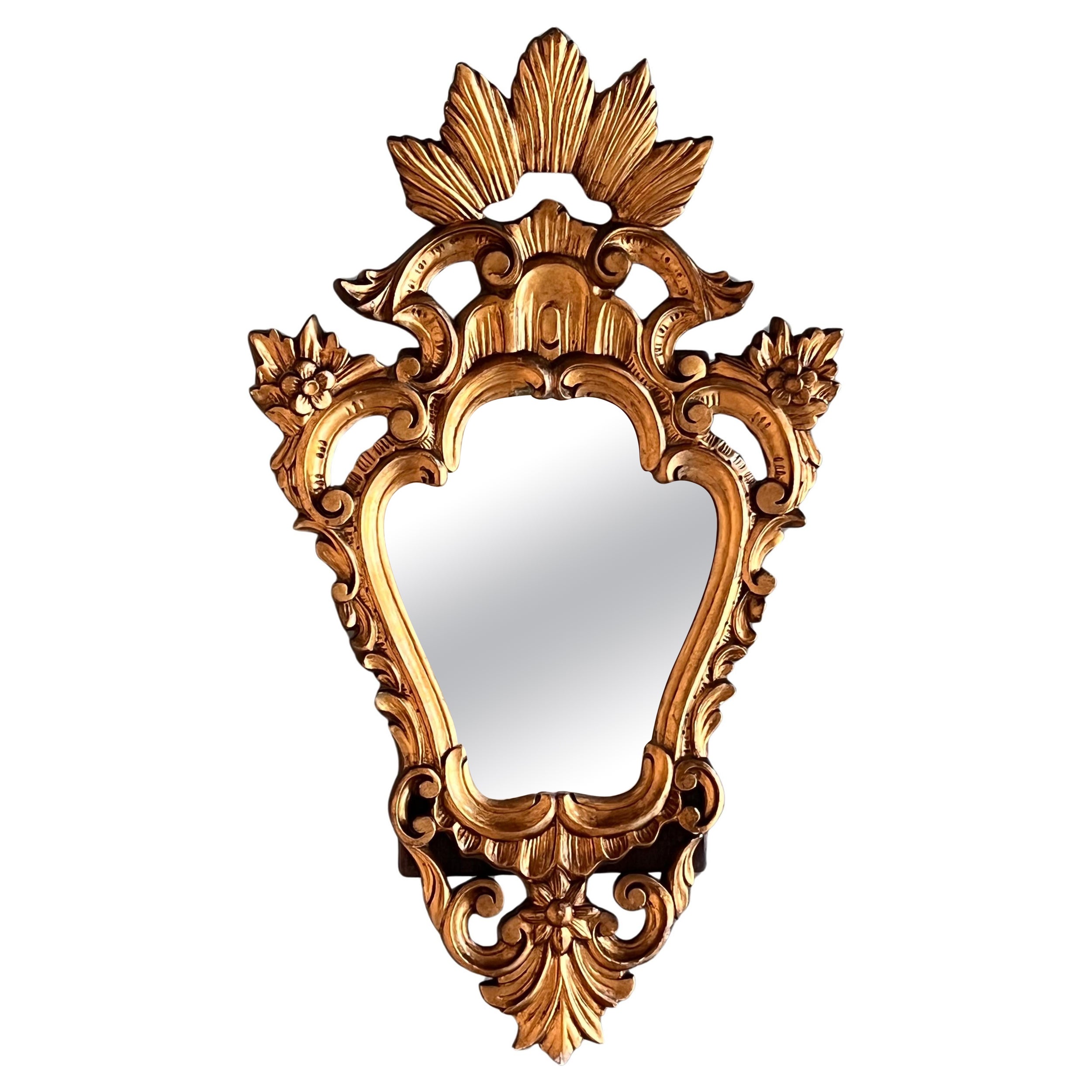 Miroir Cornucopia doré antique du 19e siècle