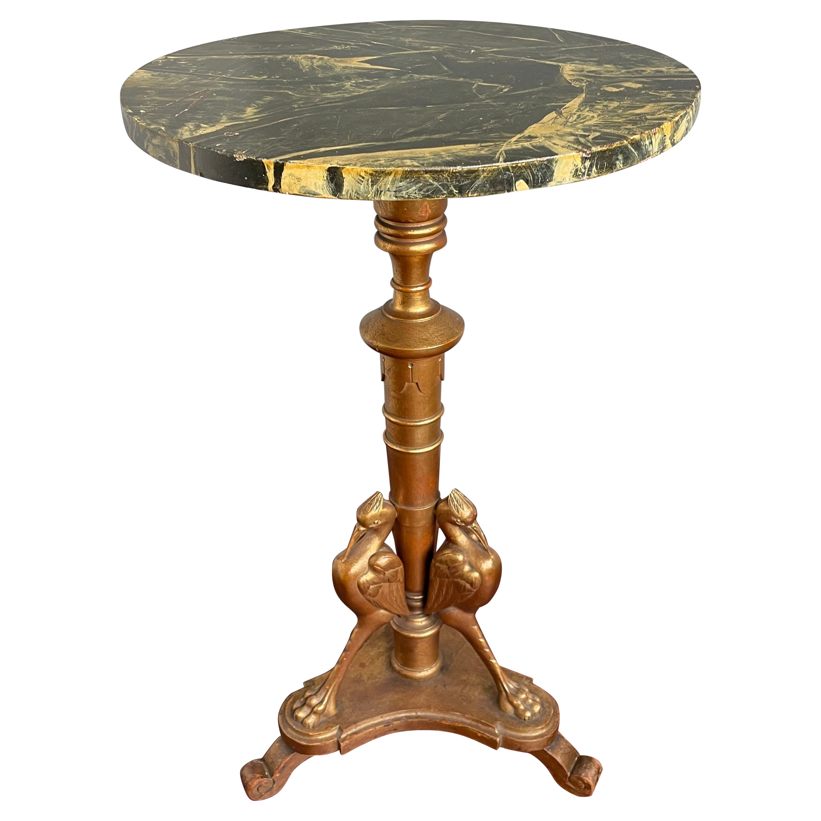 Antique Egyptian Revival Table with Sacred Ibis Sculptures, Symbol for God Thoth For Sale