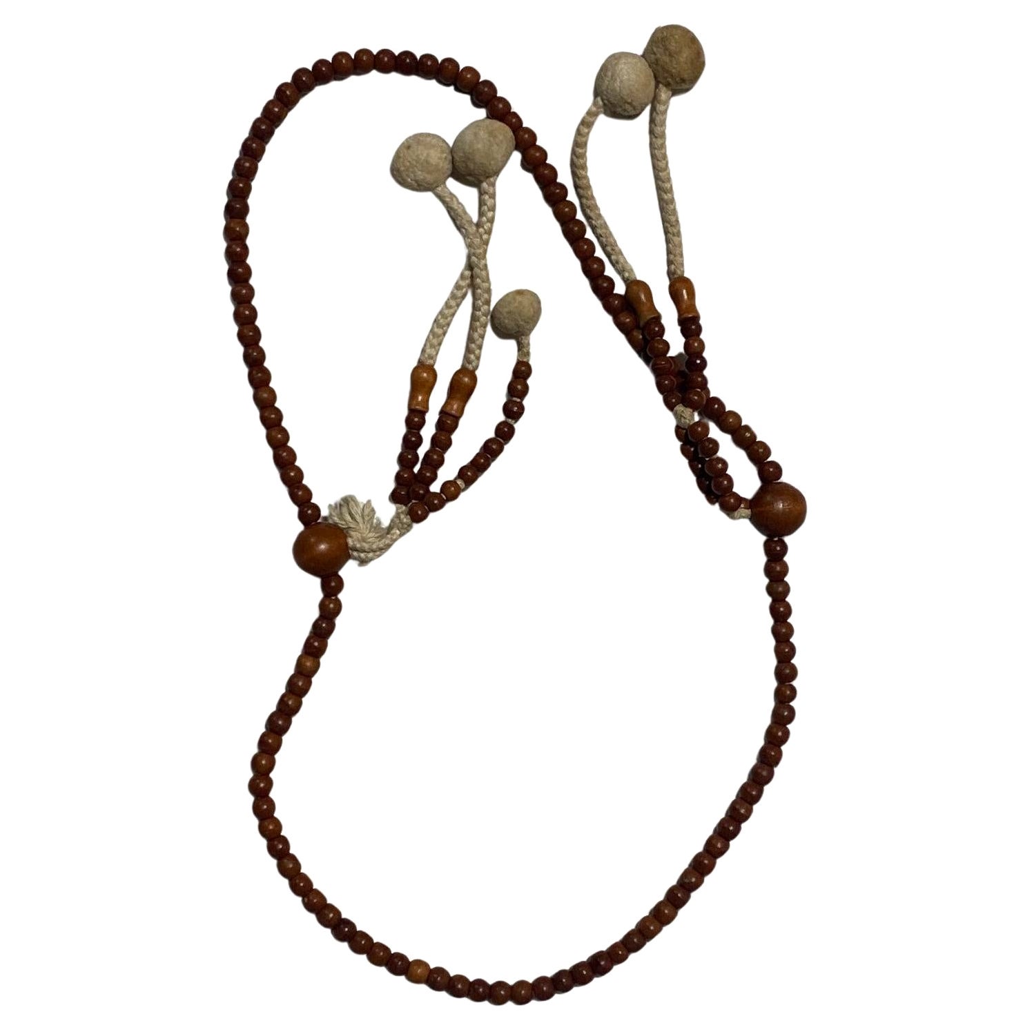 Japanese Temple Shrine Buddhist Monk Juzu Prayer Wood Beads Mala Rosary Necklace For Sale