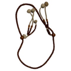 Vintage Japanese Temple Shrine Buddhist Monk Juzu Prayer Wood Beads Mala Rosary Necklace