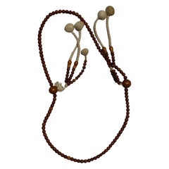 Japanese Temple Shrine Buddhist Monk Juzu Prayer Wood Beads Mala Rosary Necklace