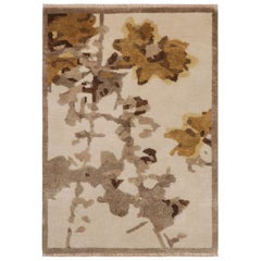 Rug & Kilim’s Modern French Art Deco Style Scatter Rug with Impressionist Floral