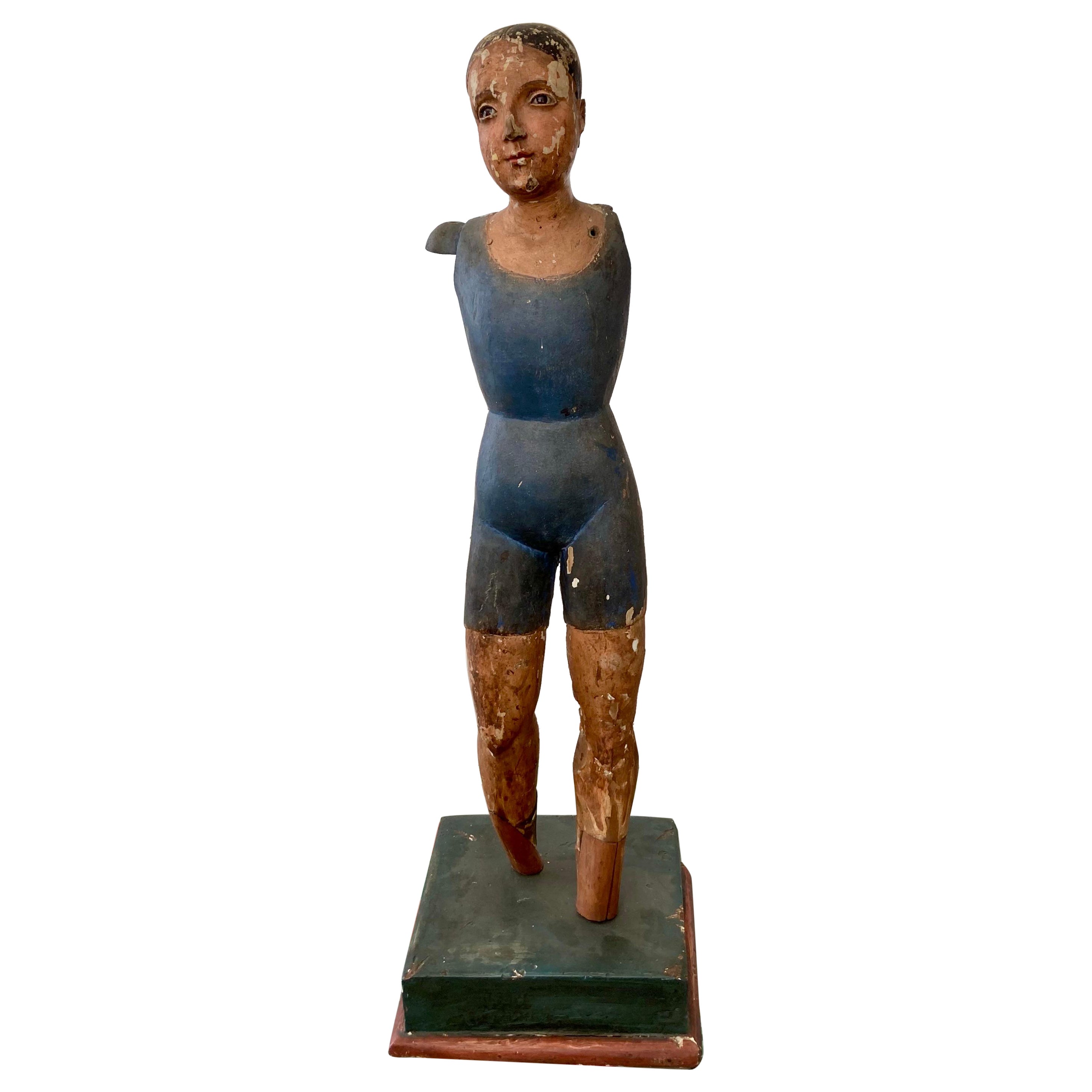 French Painted Wood 19th Century Mannequin For Sale