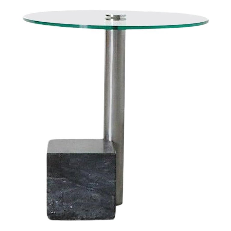 1980's Large Metaform "HK2" Side Table with Glass Top For Sale