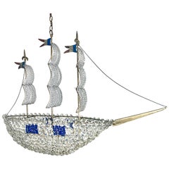 Antique Crystal Beaded Ship Chandelier by Melissa Levinson