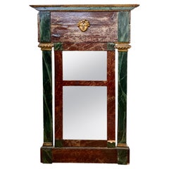 French Painted Faux Marble Wood Empire Mirror