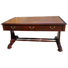 Used 19th Century English Regency Mahogany Leather Top Writing Desk