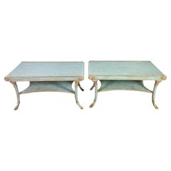 Pair of Hollywood Regency Painted & Silver Gilt Tables