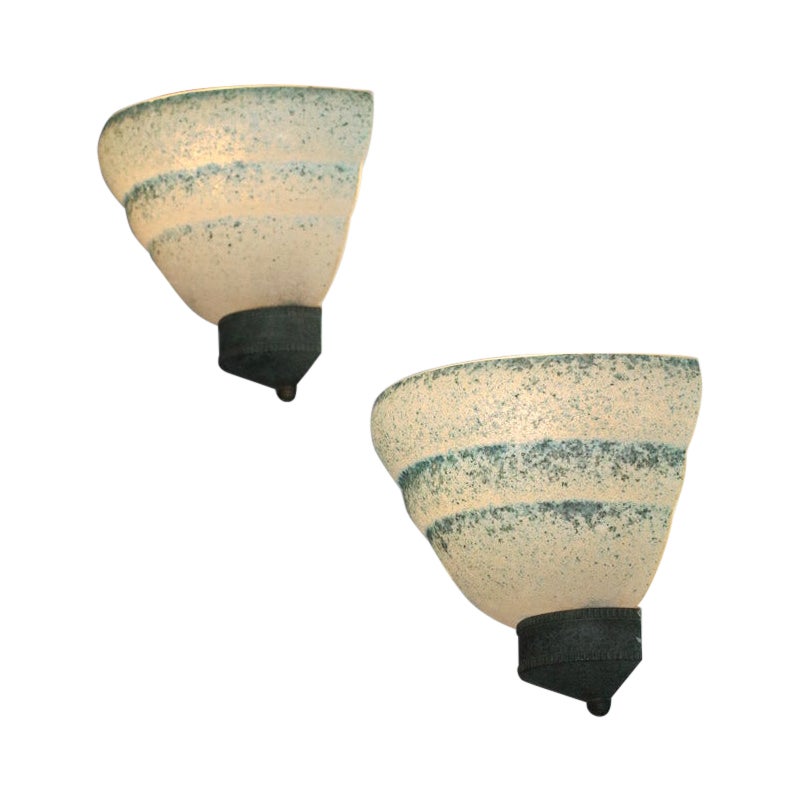 pair of Seguso Italian sconces in granite glass from the 60's