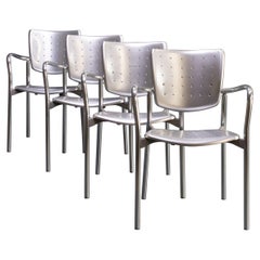 80s Josep Llusca 'street silver' dining chair for Amat3 set/4