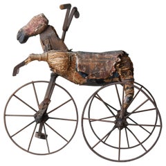 Japanese Antique Wooden Horse Tricycle 1860s-1900s / Sculpture Wabisabi 