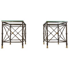 Pair of brutalist wrought iron side tables, 1970s