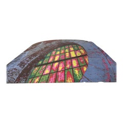 Vintage XXL Carpet from a Church Abstract Stained glass