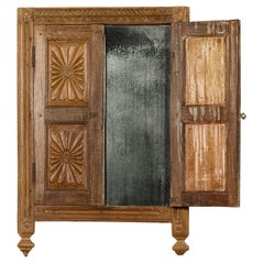 Carved Window from the 19th Century Retrofitted with Heavy Antiqued Mirror