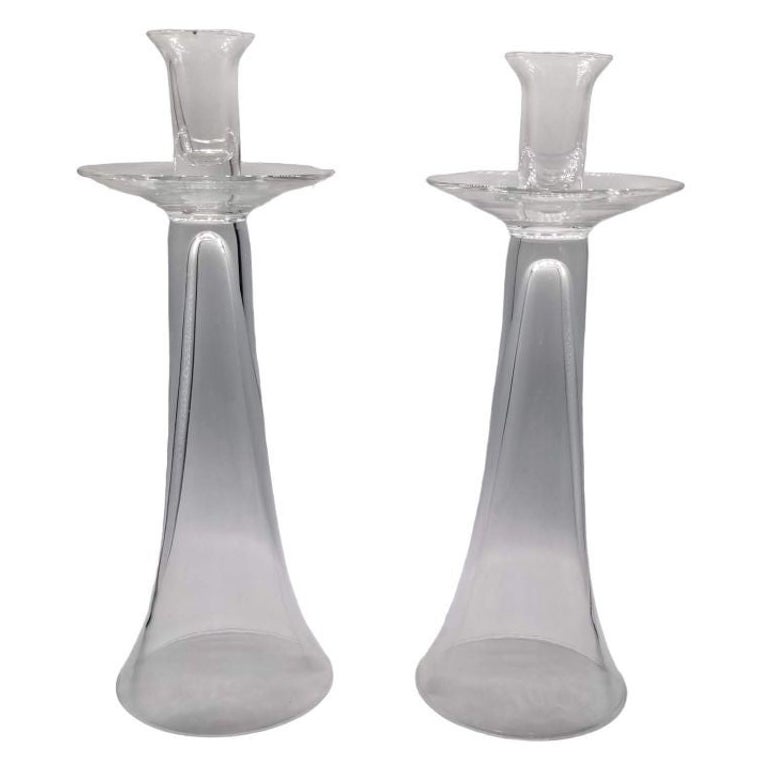 Vintage Clear Crystal Candlestick Holders For Sale