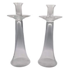 Used Clear Crystal Candlestick Holders