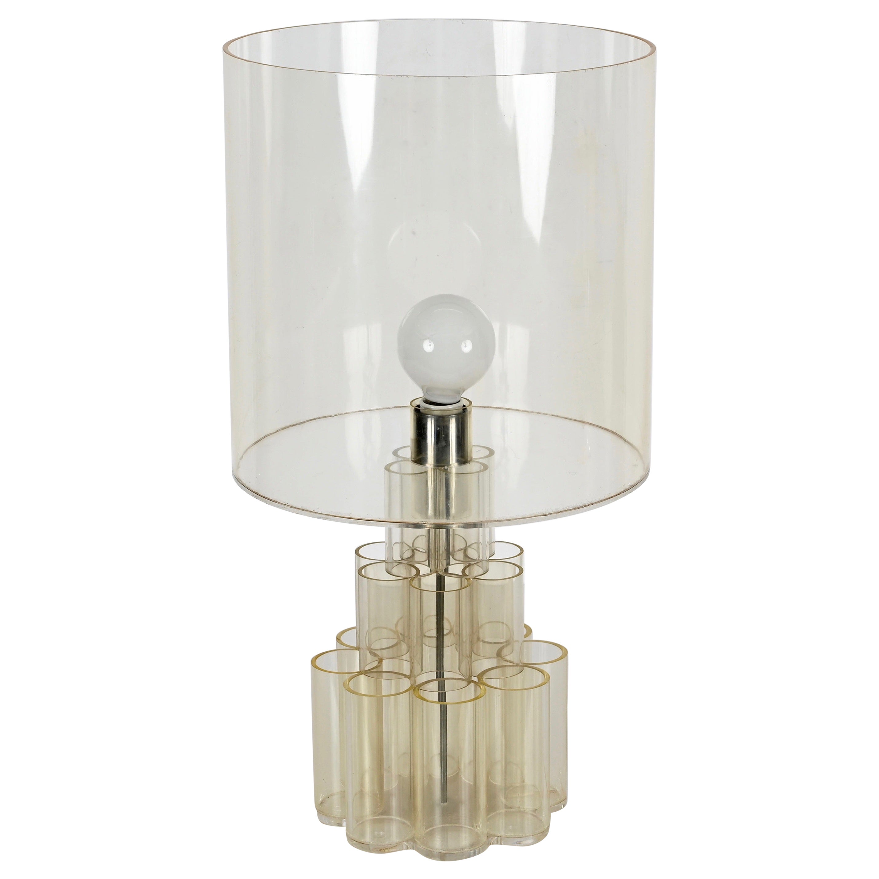 Mid-Century Modern Table Lamp in Lucite Plexiglass, Panton Style, Italy, 1970s For Sale