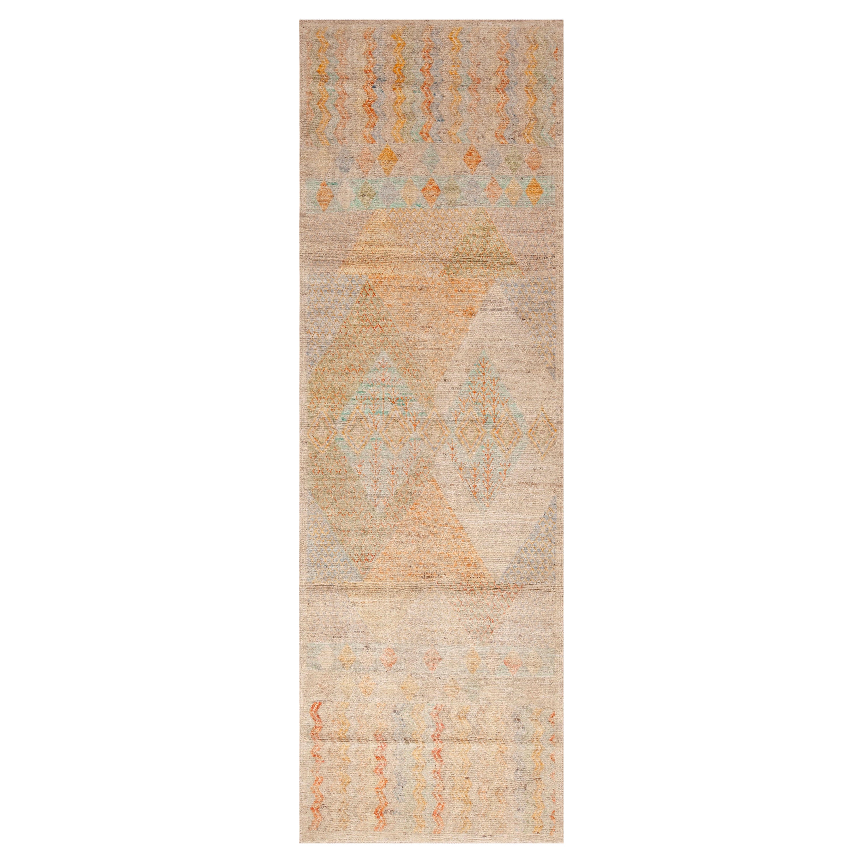  Nazmiyal Collection Happy Color Modern Tribal Geometric Runner Rug 3' x 9'7"