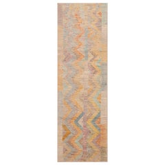  Tapis de course à chevrons tribal et géométrique coloré de la collection Nazmiyal, 3' x 9'7"