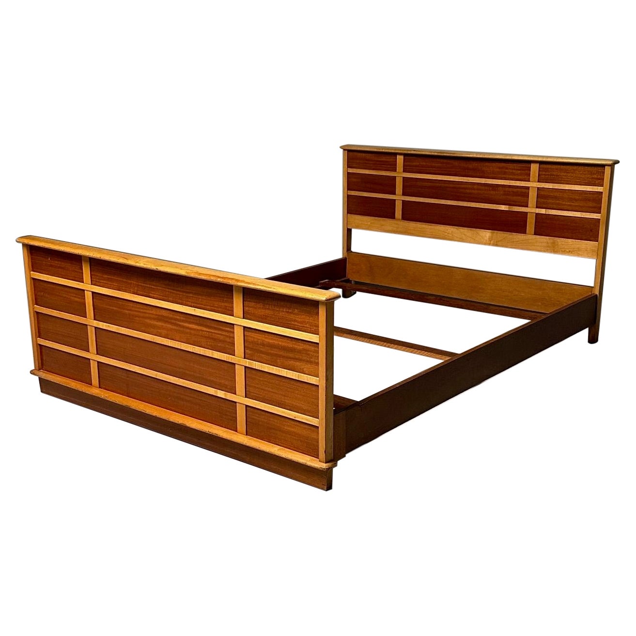 Paul Frankl, Johnson Furniture, Mid-Century Modern, cadre de lit wagon