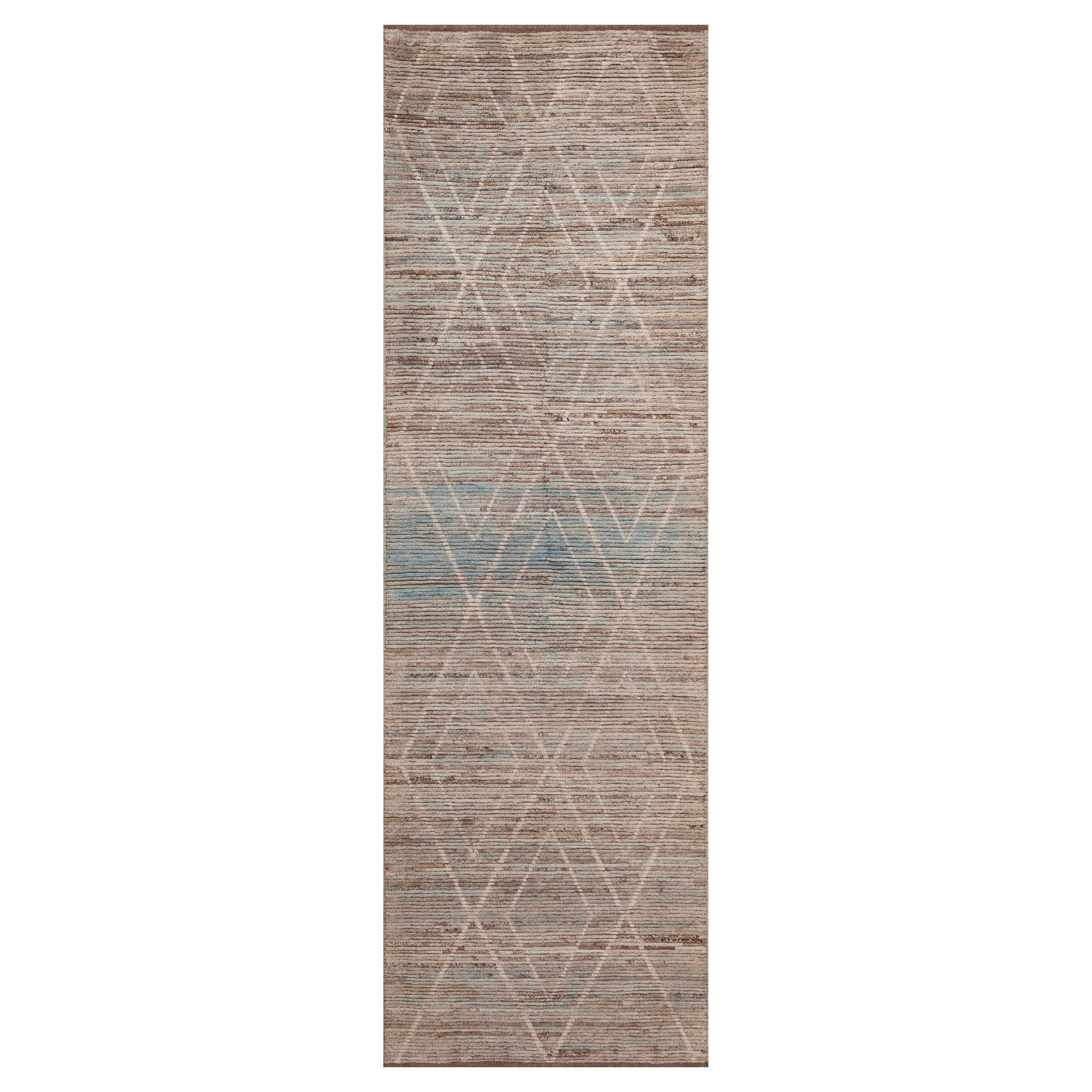 Tapis de course moderne Beni Ourain de la collection Nazmiyal, géométrique et tribal, 3' x 9'8".