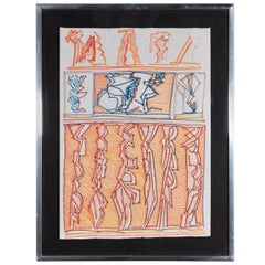 Pintura abstracta moderna italiana de los años 70 firmada por Riccardo Licata