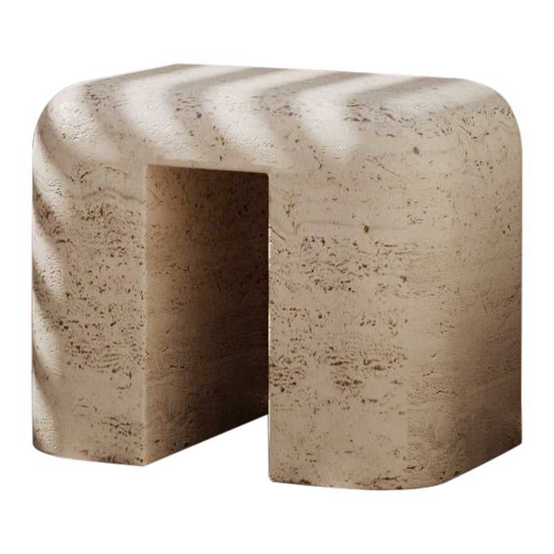 M_011 Travertine Dining Stool by Monolith Studio For Sale