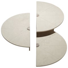 Table basse ronde en marbre de luxe Agora, rouge crème mat, Espagne
