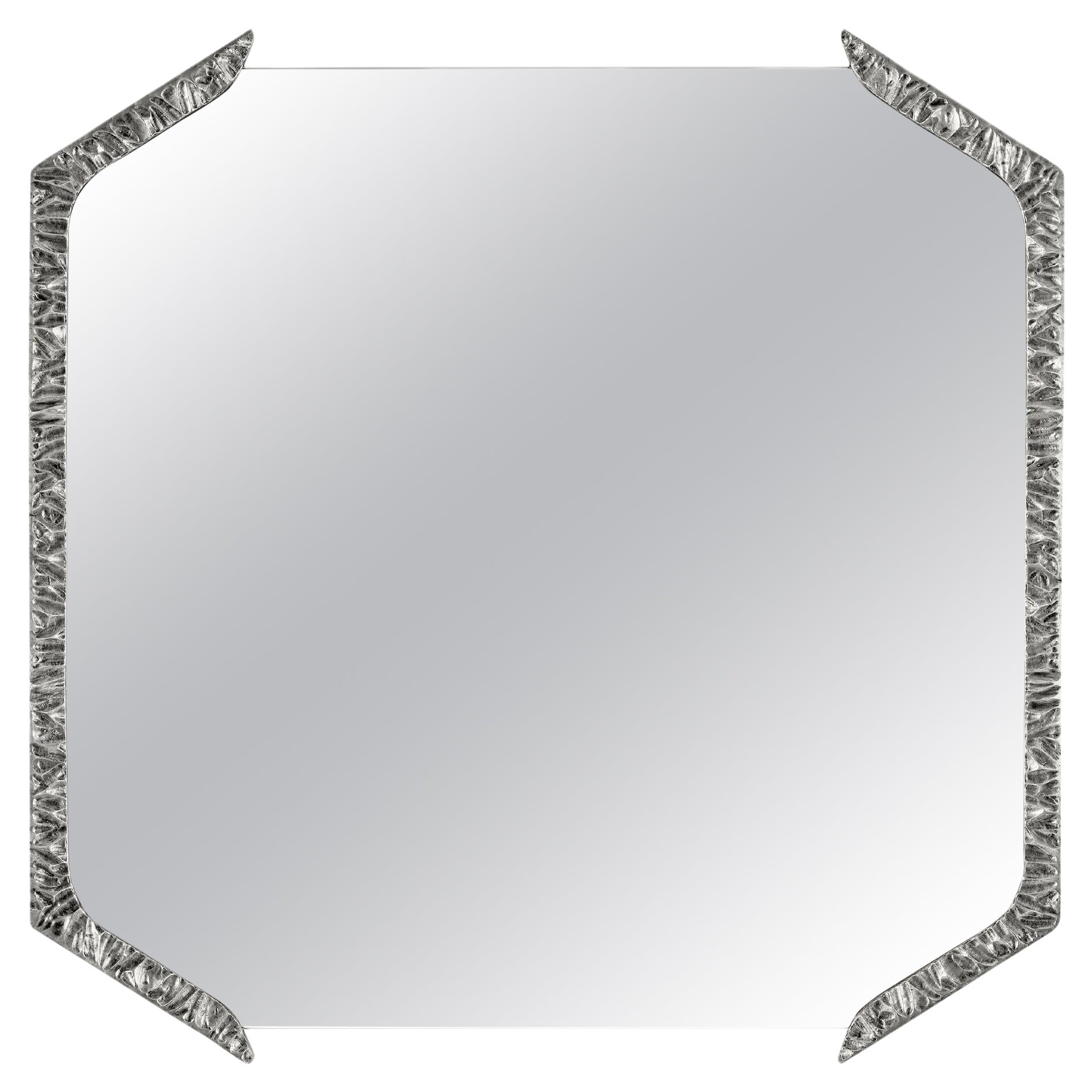 Alentejo Nickel Quadratischer Spiegel von InsidherLand im Angebot