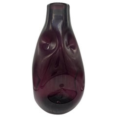 Retro Winslow Anderson for Blenko Large "Pinched" Amethyst Glass Vase 19" C. 1960