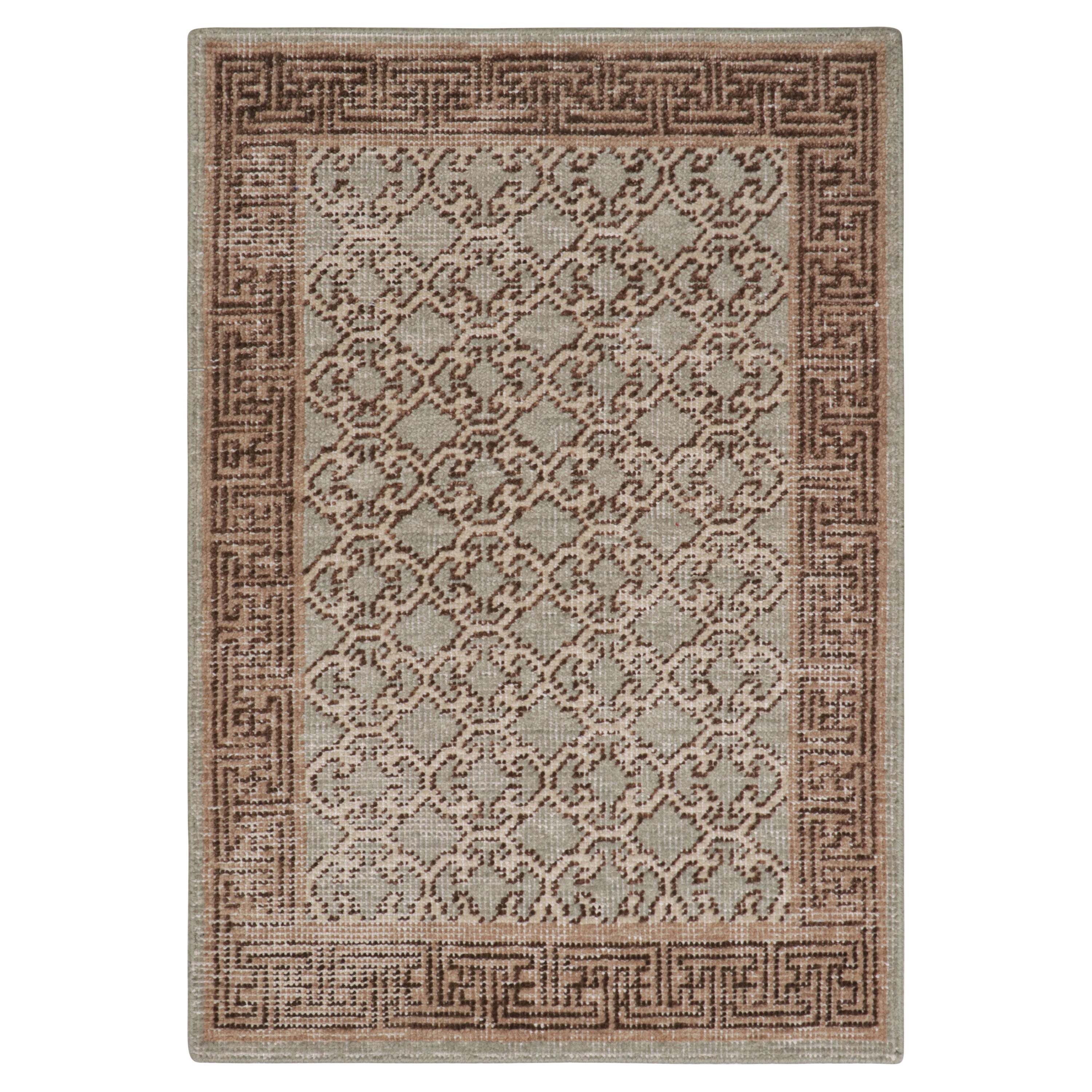 Rug & Kilim’s Abstract Scatter Rug With Blue-Brown Patterns For Sale