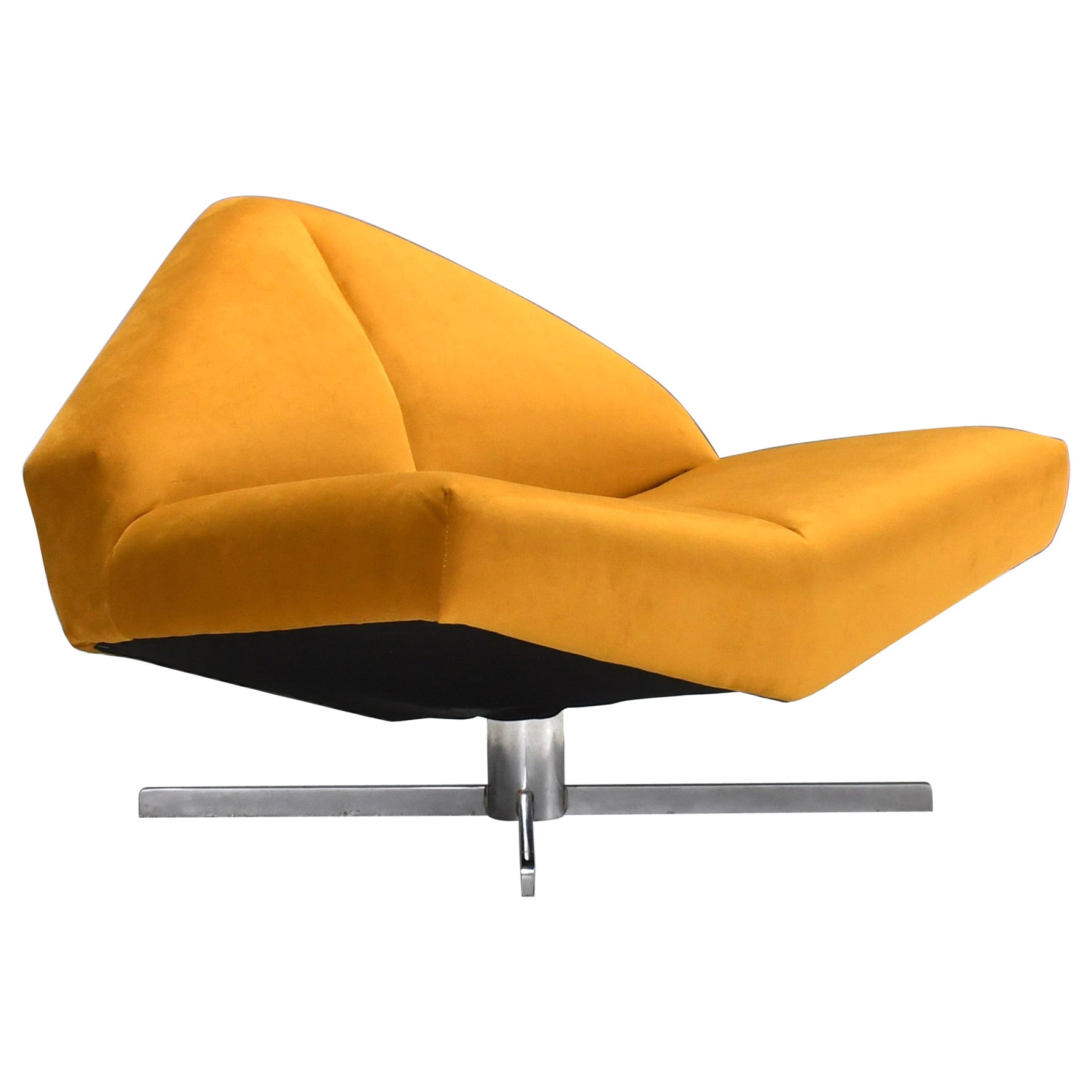 Gold Ochre Fabric ‘Brasilia’ Lounge Chair by Schmieder, Denmark, 1960s For Sale