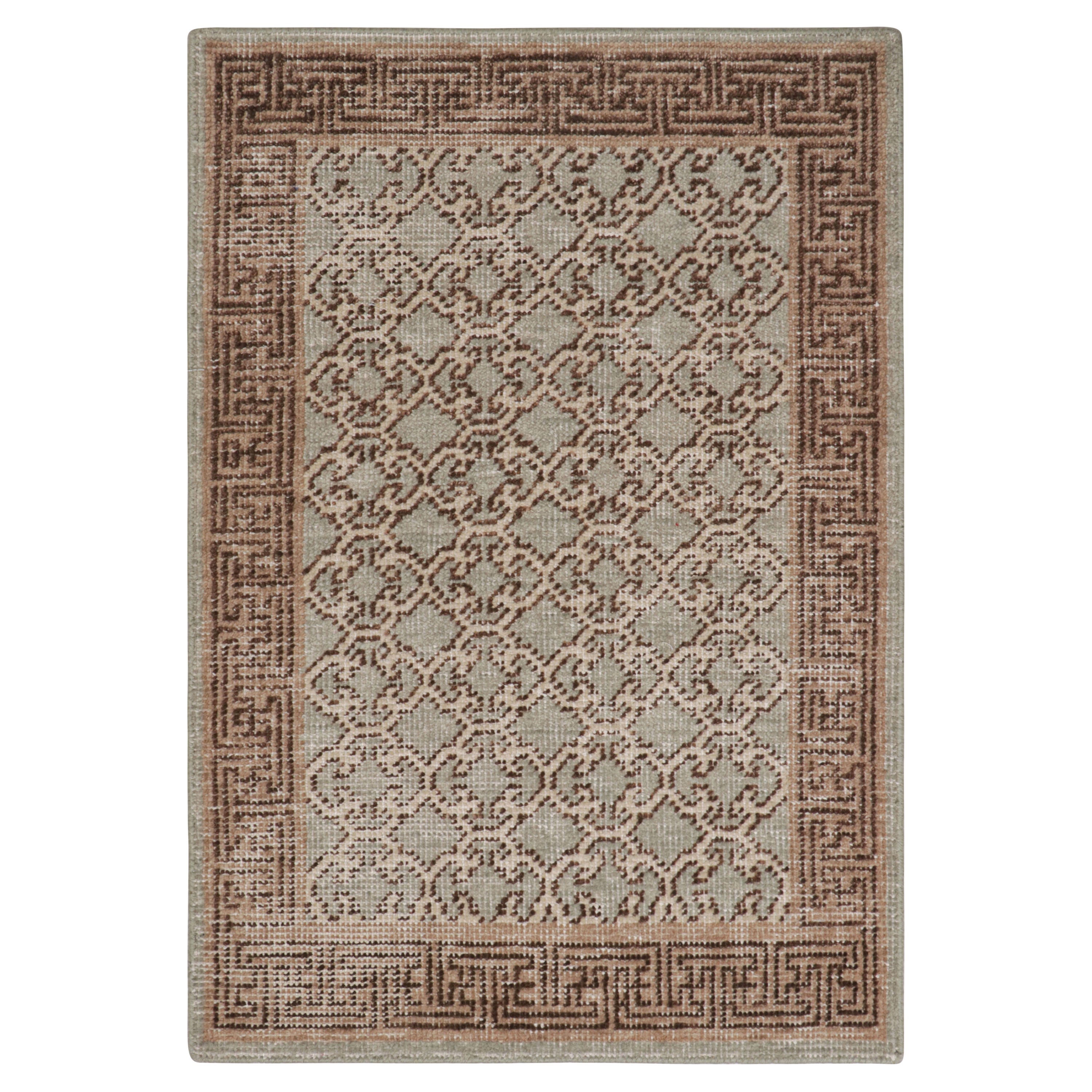 Rug & Kilim’s Khotan Samarkand Style Scatter Rug With Geometric Patterns For Sale