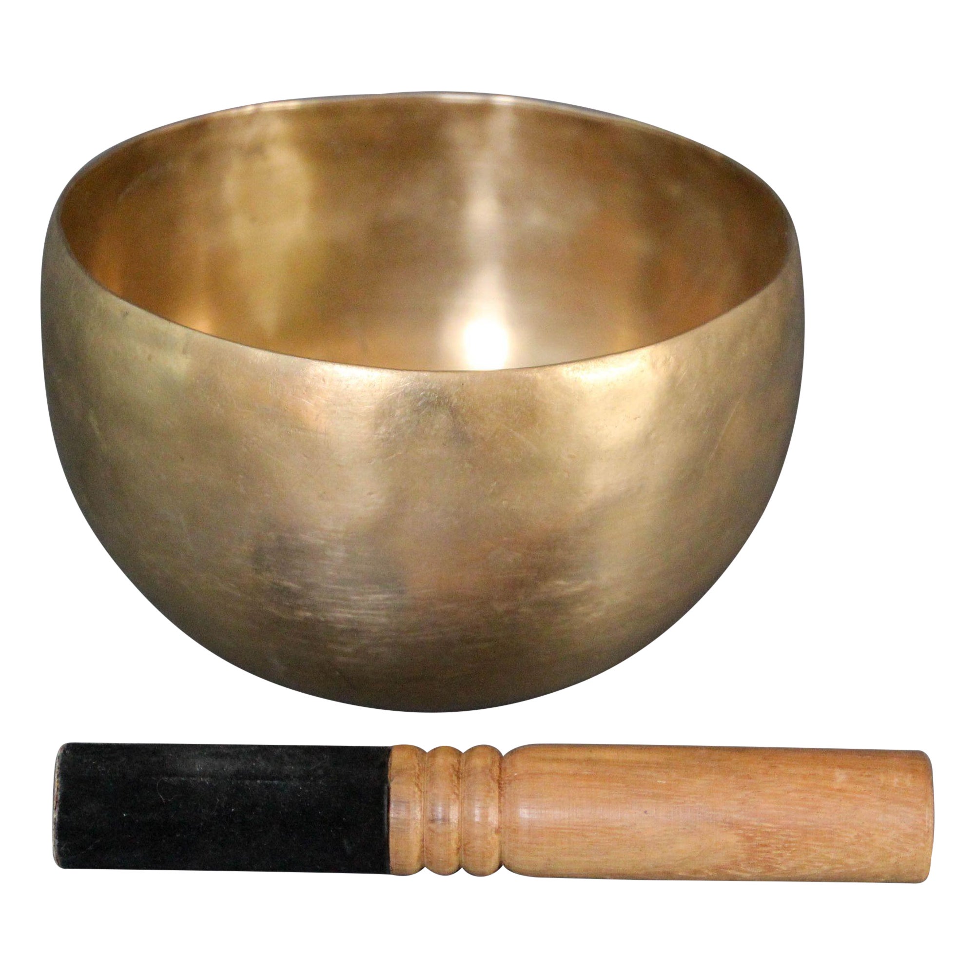 Large Hand-Hammered Brass Singing Bowl Nepal 1950s For Sale