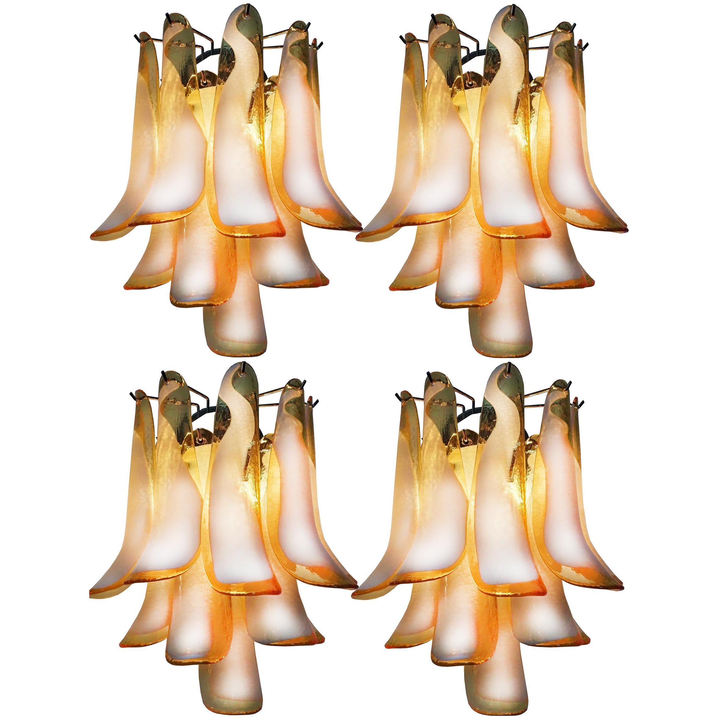 Midcentury Four of Italian Milk and Honey Murano Sconces For Sale