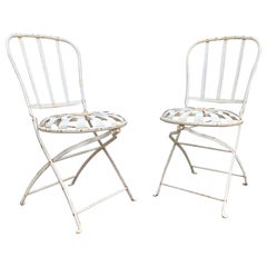 francois carre antique folding cafe chairs - a pair