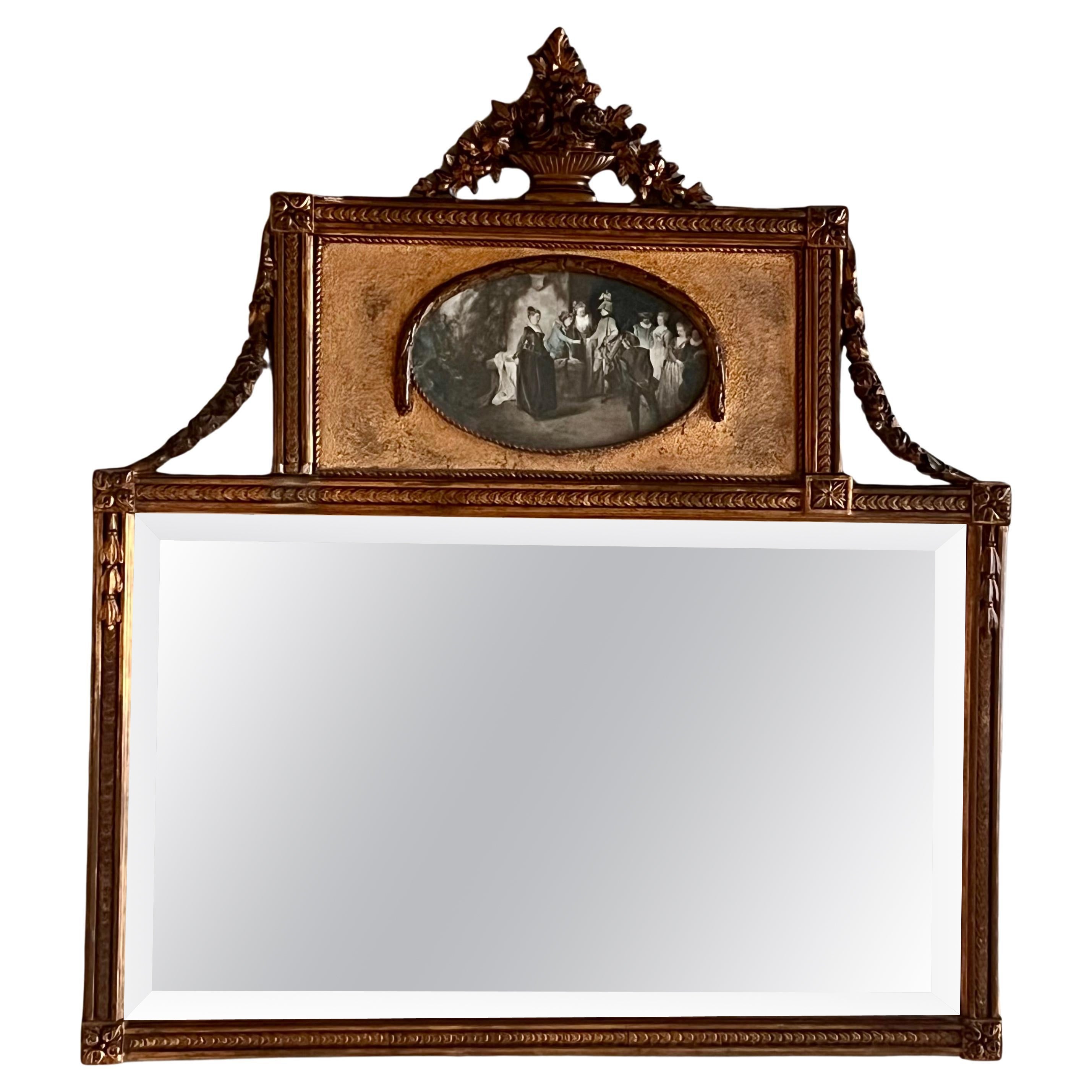 19th Century Trumeau Rectangular Wall Mirror For Sale