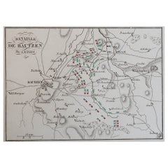 Original Antique Plan of The Battle of Bautzen, Napoleon Bonaparte. Circa 1850