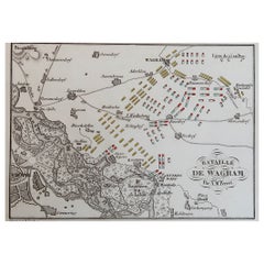 Original Antique Plan of The Battle of Wagram, Napoleon Bonaparte. Circa 1850